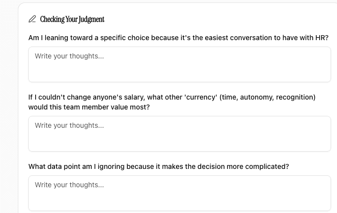 Judgment-checking reflection prompts