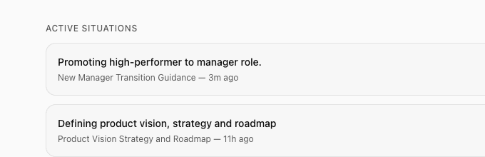 Active Situations — your ongoing leadership challenges tracked